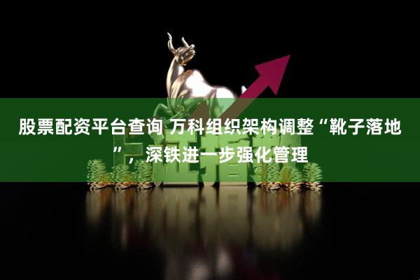 股票配资平台查询 万科组织架构调整“靴子落地”，深铁进一步强化管理